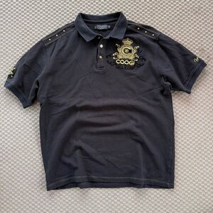 vintage 2000s coogi studded y2k black polo tee tshirt